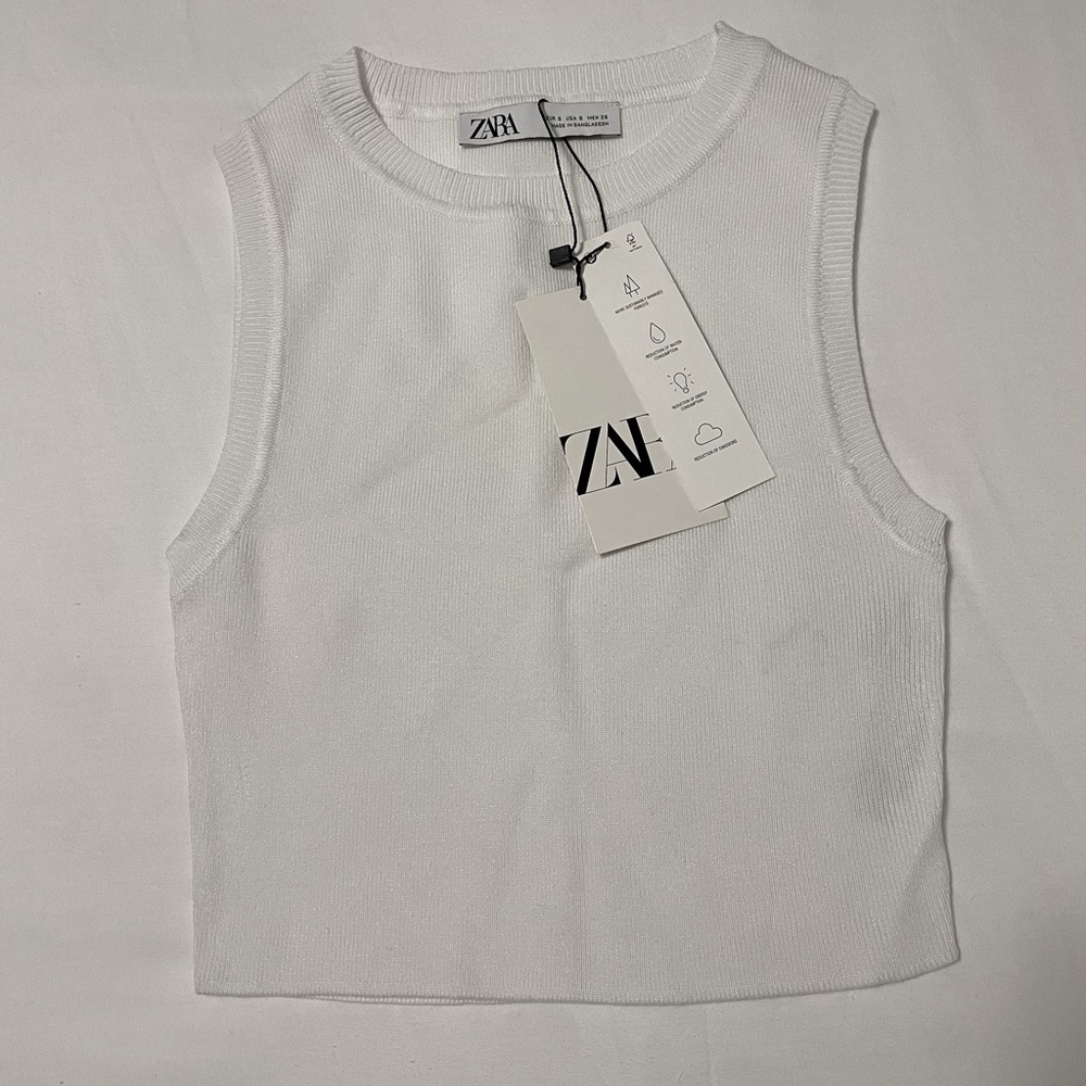 Zara White cropped Tank